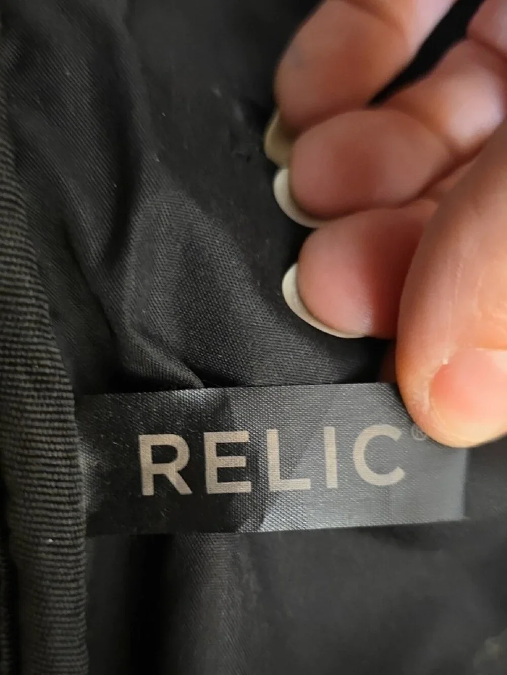 Relic Black Pebbled Faux-Leather Backpack with Gold Hardware